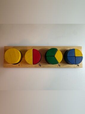 IKEA Wooden Fraction Circles in Yellow, Red, Green, Blue